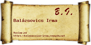 Balázsovics Irma névjegykártya
