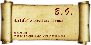 Balázsovics Irma névjegykártya