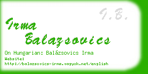 irma balazsovics business card